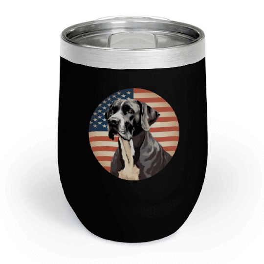 Great Dane With Patriotic Usa Flag American Chill Wine Tumblers
