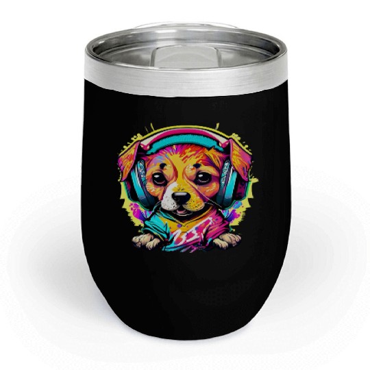 Pawsome Beats: Colorful Graffiti Puppy Party Chill Wine Tumblers