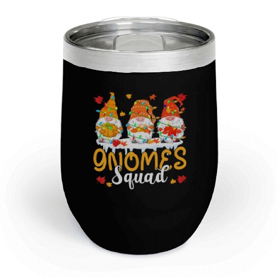 Gnomes Squad Cute Thanksgiving Light Autumn Three Chill Wine Tumblers