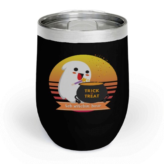Halloween Cute Ghost Witching Hour Trick Or Treat Chill Wine Tumblers