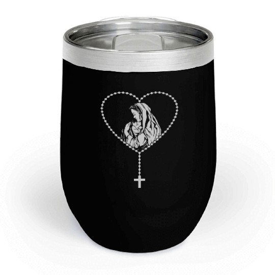 Catholic Christian Rosary Cross Guadalupe Virgin Chill Wine Tumblers