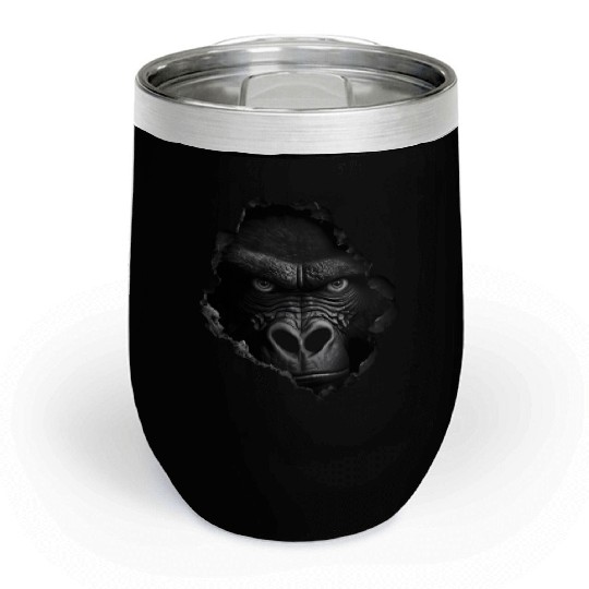 Gorilla Face Wall Animal Print Animal Chill Wine Tumblers