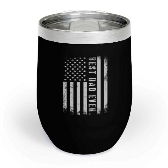 Father's day Best dad ever with US american flag Chill Wine Tumblers