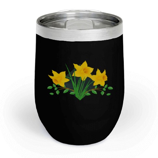 Daffodil Daffodils Yellow Green Flowers Floral Chill Wine Tumblers