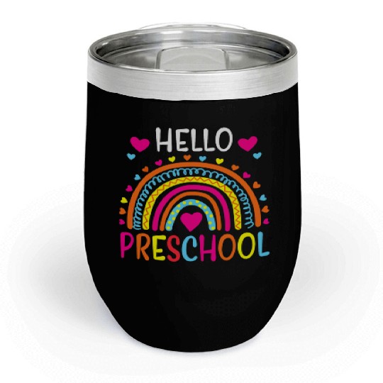 Hello Preschool Back To School Pre-K Teacher Chill Wine Tumblers