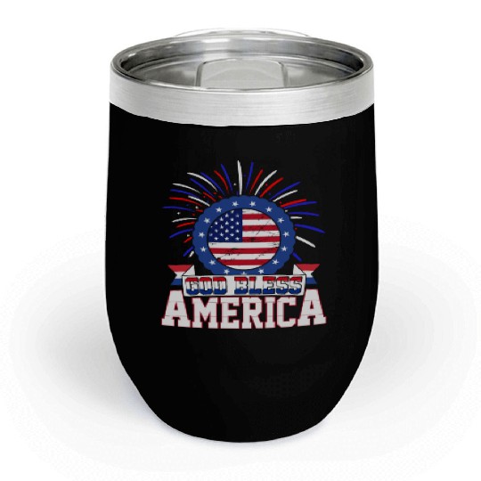 God Bless America Independence Day USA Patriot Chill Wine Tumblers