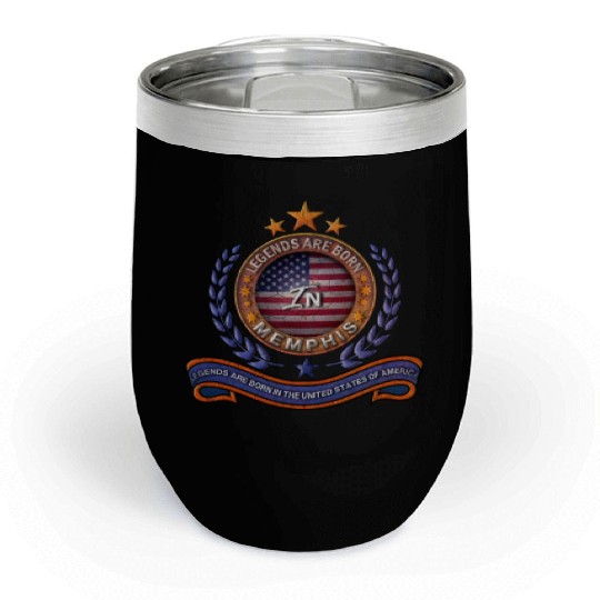 Legends of Memphis Tennessee Retro USA Flag Chill Wine Tumblers