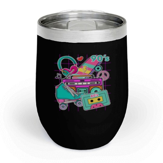 80'S 90'S Party Elements - Pop - Music Cassette Chill Wine Tumblers