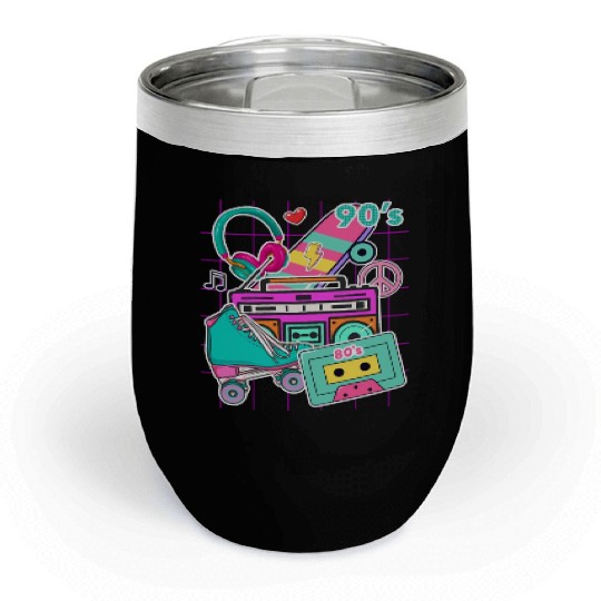 80'S 90'S Party Elements - Pop - Music Cassette Chill Wine Tumblers