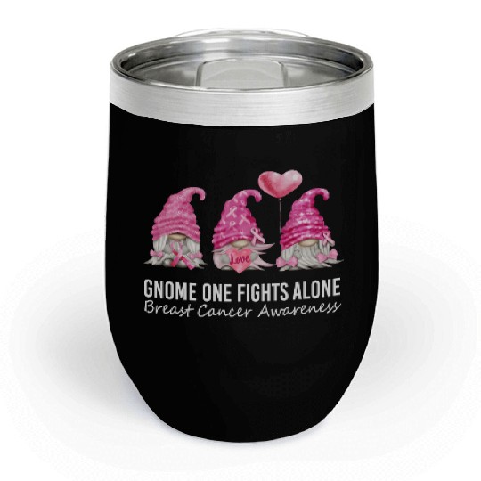 Gnomes In October We Wear K Gnome Breast Cancer Aw Chill Wine Tumblers