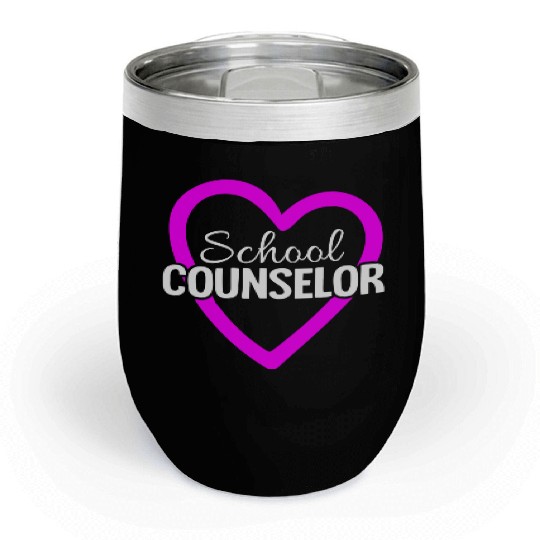 Proud School Counselor Cool Teacher Chill Wine Tumblers