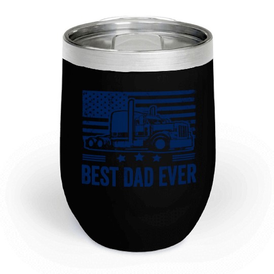 Best Dad Ever Us American Flag Father's Day Truck Chill Wine Tumblers