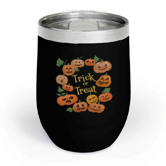 Trick Or Treat Pumpkins Chill Wine Tumblers
