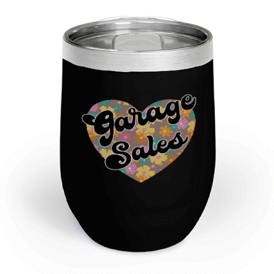 Garage Sales brown floral heart Chill Wine Tumblers