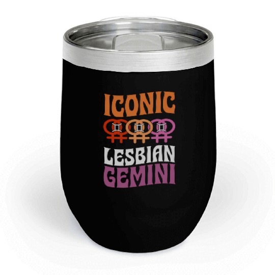 Ico Lesbian Gemini Queer Zodiac Horoscope Sign Les Chill Wine Tumblers