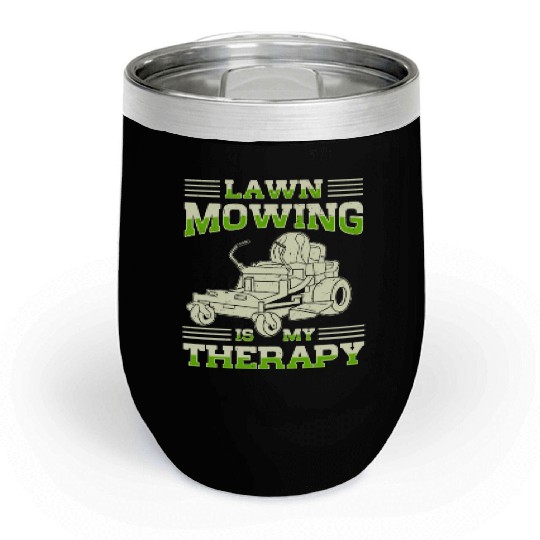 Lawn Mowing Lawn Mower Gardener Gardening Chill Wine Tumblers