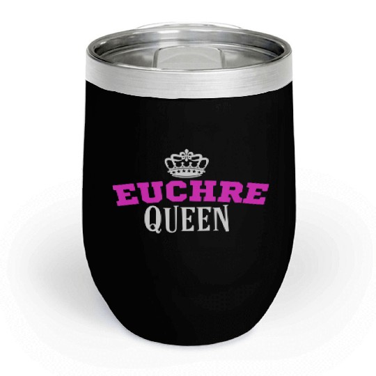 Euchre Card Game Queen Mom Gift Aunt Hearts Chill Wine Tumblers