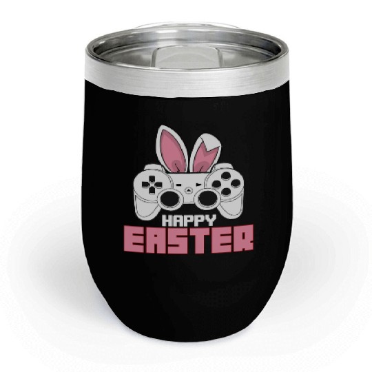 Video Game Bunny Controller Happy Easter Gamer Chill Wine Tumblers
