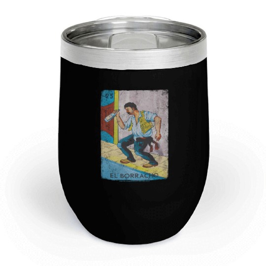 Loteria El Borracho Colorful Tarot Card Chill Wine Tumblers