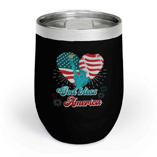 God Bless America Independence Day 4th July USA Chill Wine Tumblers