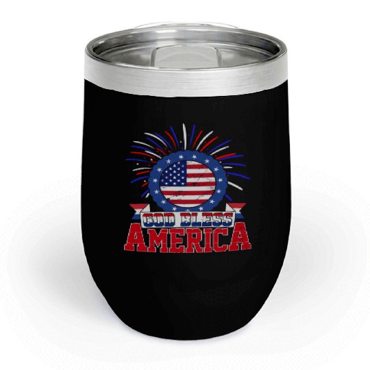God Bless America Independence Day USA Patriot Chill Wine Tumblers