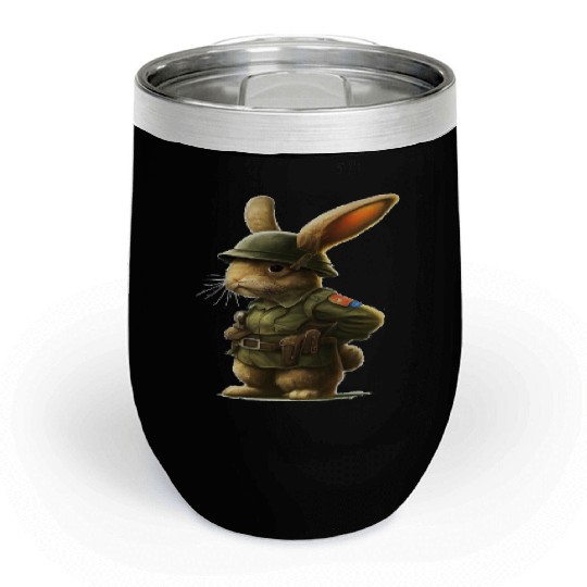 Courageous Bunny Soldier Chill Wine Tumblers