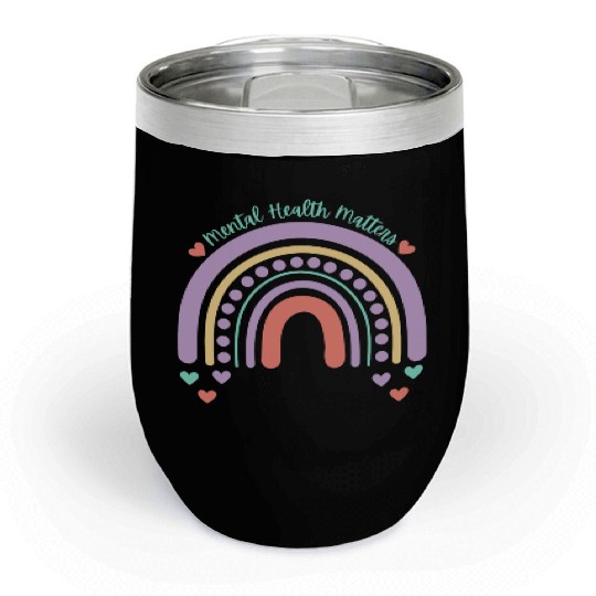 Mental Health Matters | Rainbow Peach Candy Chill Wine Tumblers