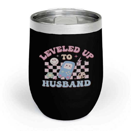 Leveled Up To Husband, Happy Game Day Chill Wine Tumblers
