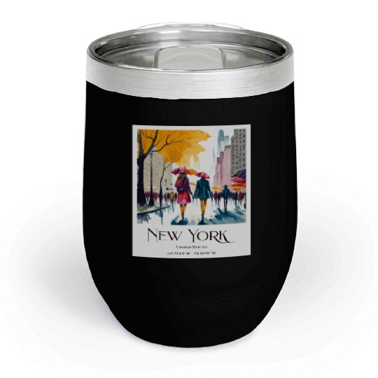 Couple walking in the streets of New York City Chill Wine Tumblers