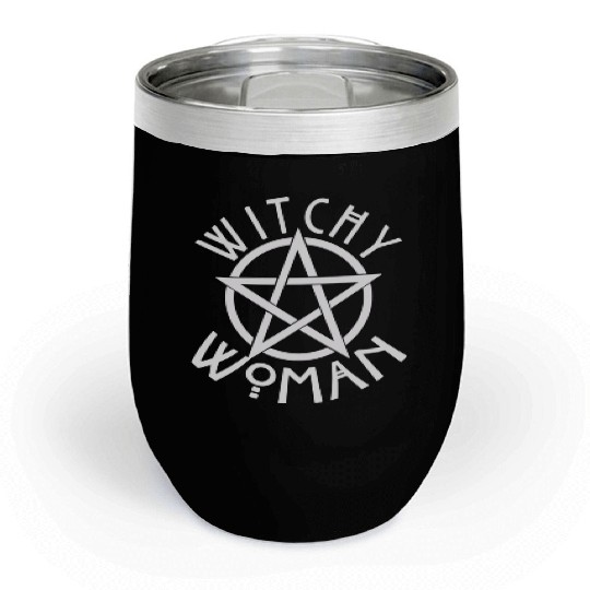 WITCHY WOMAN WITH STAR AND CIRCLE green Chill Wine Tumblers