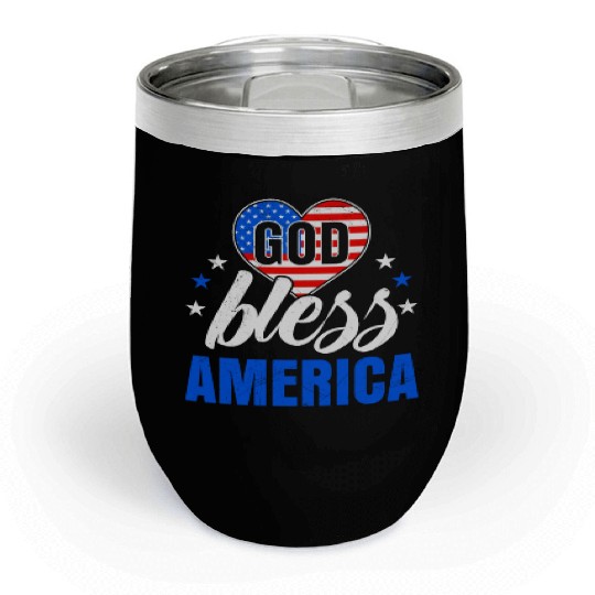 God Bless America Independence Day Party USA Chill Wine Tumblers