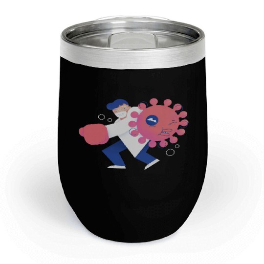 Health Care Professional Beating Coronavirus Chill Wine Tumblers
