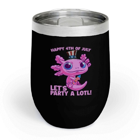 Axolotl 4th of July Patriotic Independence Day Mat Chill Wine Tumblers