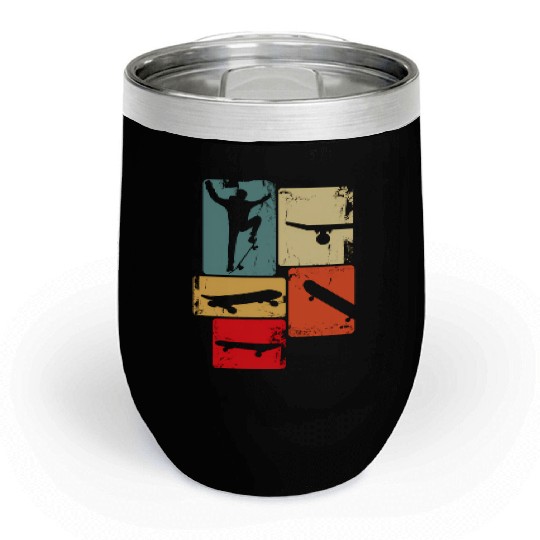 Skater Skateboarder Skateboard For Youth Chill Wine Tumblers