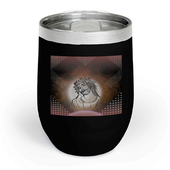 Sacred Jesus with Crown of Thorns Illustration Chill Wine Tumblers