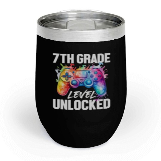 7th Grade Level Unlocked Back to School Video Game Chill Wine Tumblers