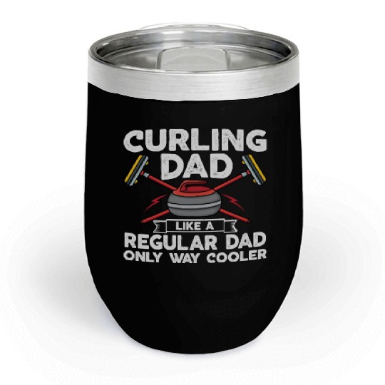 Curling Dad Like A Regular Dad But Cooler Retro Chill Wine Tumblers