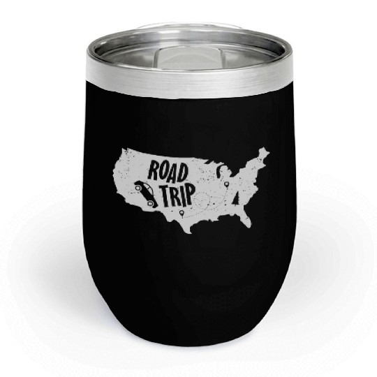 Road Trip US Map | Vacation Travel Chill Wine Tumblers