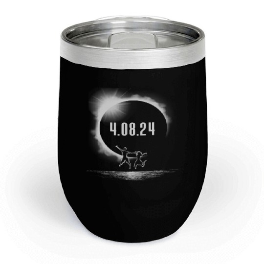 Total Solar Eclipse Kids Silhouette 4.08.24girls e Chill Wine Tumblers