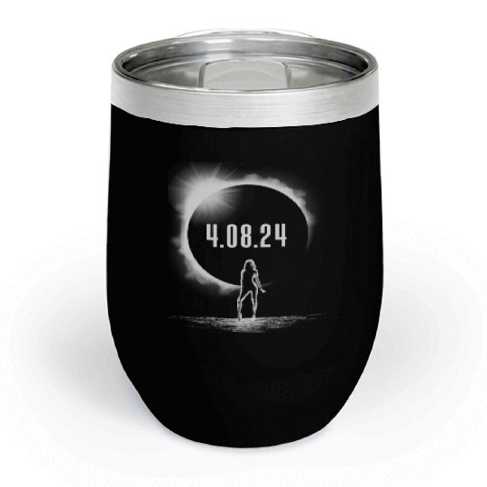 Total Solar Eclipse Woman Silhouette 4.08.24women' Chill Wine Tumblers