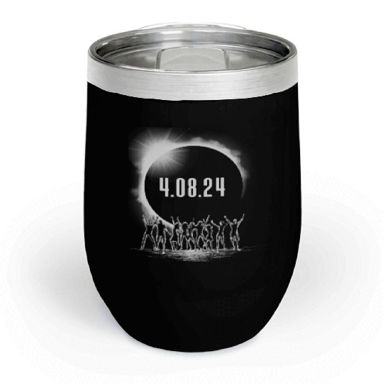 Total Solar Eclipse Party Crowd Silhouette 4.08.24 Chill Wine Tumblers