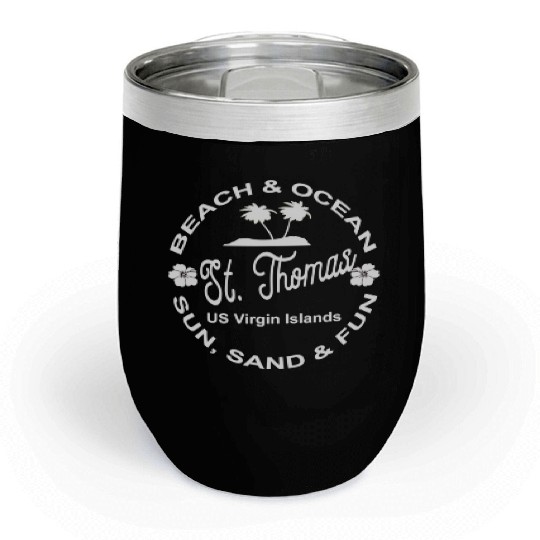 Tropical Beach Ocean St Thomas Us Island Chill Wine Tumblers