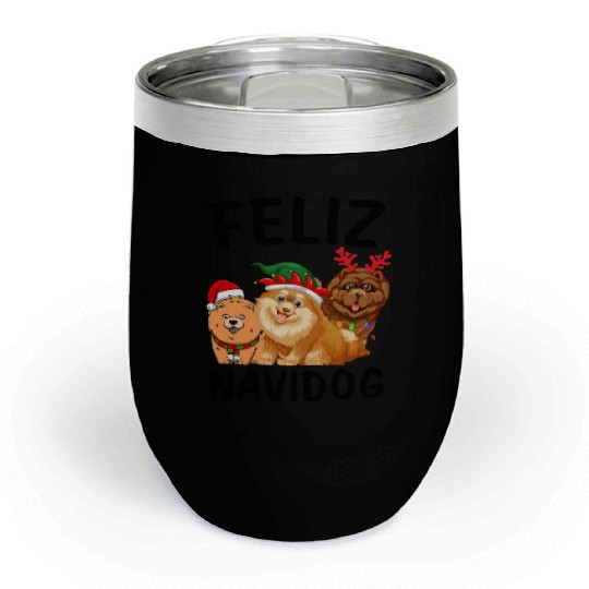 Feliz Navidog Chow Chow Reindeer Christmas Light Chill Wine Tumblers