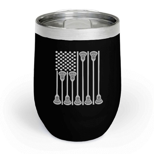 Patriotic US Lacrosse Player Chill Wine Tumblers