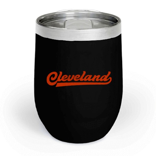 I Love Cleveland Ohio Sports Script Chill Wine Tumblers