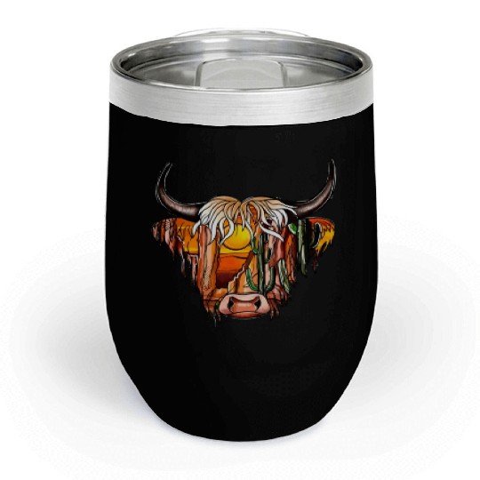 Desert Dreamer Highland Cow Chill Wine Tumblers
