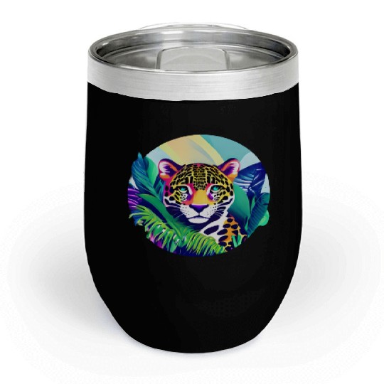 Jaguar in the Tropics Chill Wine Tumblers