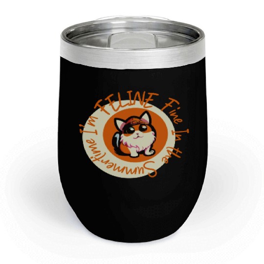 I'm FELINE Fine | Cat Lover Summer Animal Party Chill Wine Tumblers