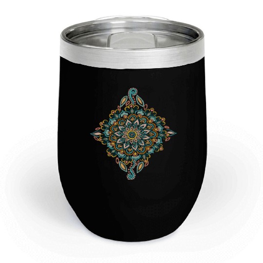 Retro Spring Folk Art Diamond Chill Wine Tumblers