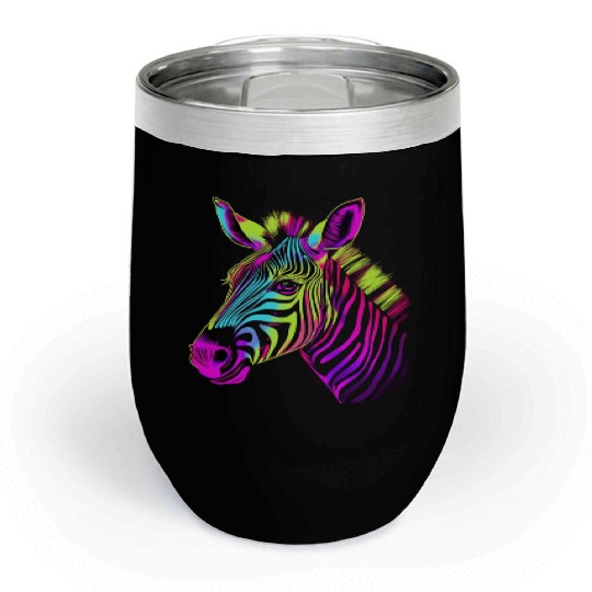 Zebra Neon Colors Portrait Chill Wine Tumblers